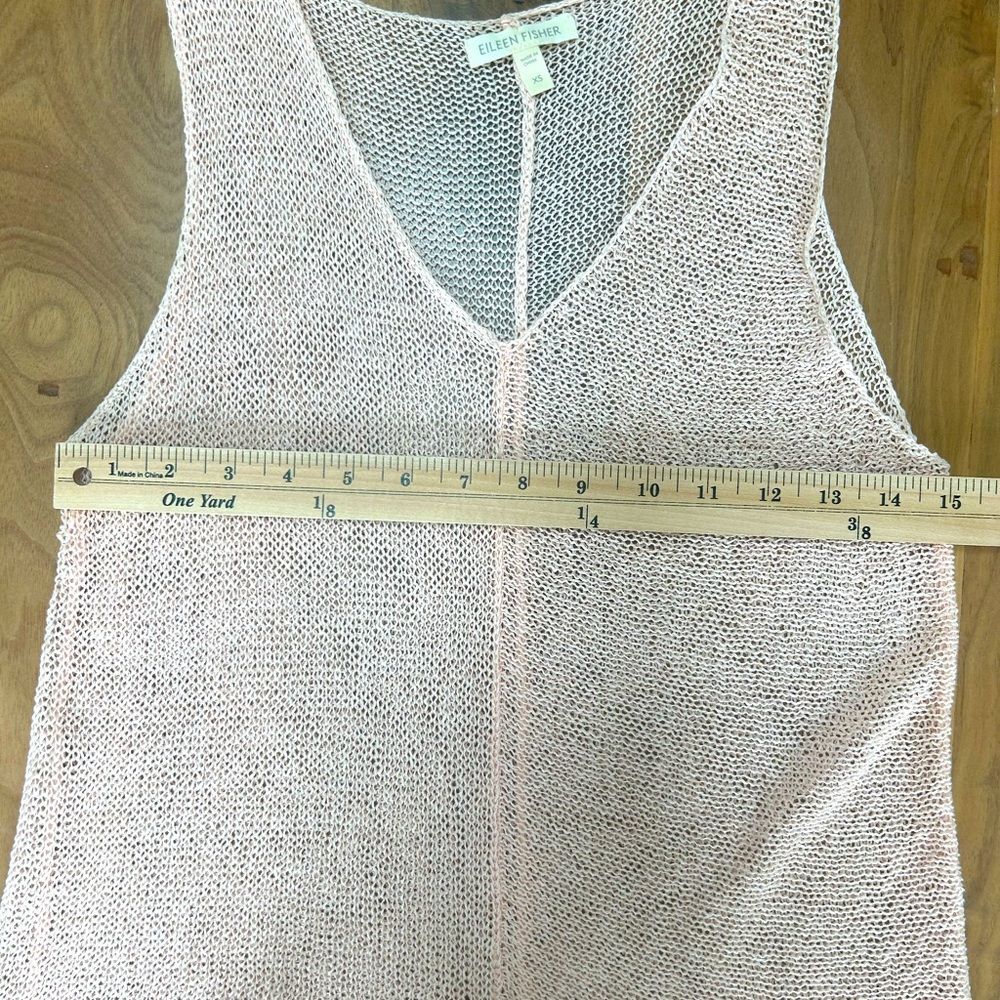 EILEEN FISHER Asymmetrical Hand-knit Linen blend Sleeveless Top XS Peach Perfect - Picture 8 of 9